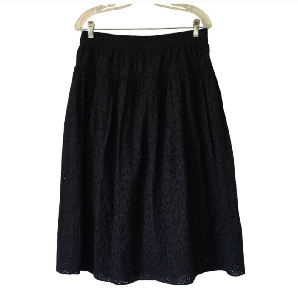 Madewell Women Sz XS Black 100% Cotton Peasant Fairy Grunge Lined Maxi Skirt